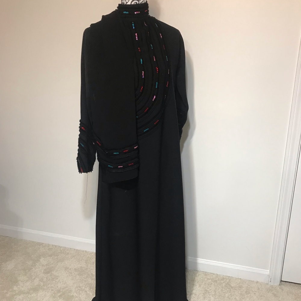 Muslim High Neck Abaya Jiilbab with Hijab Dress